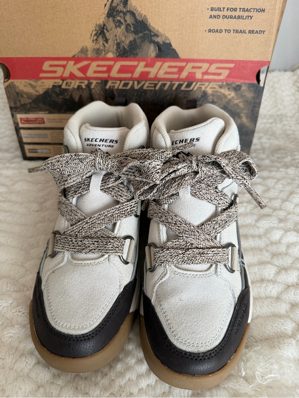 Skechers Men’s Adventure Lace-Up Boots in White and Brown